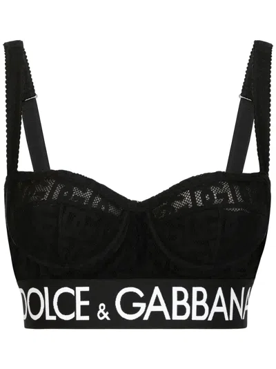DOLCE & GABBANA JACQUARD TULLE BALCONETTE BRA