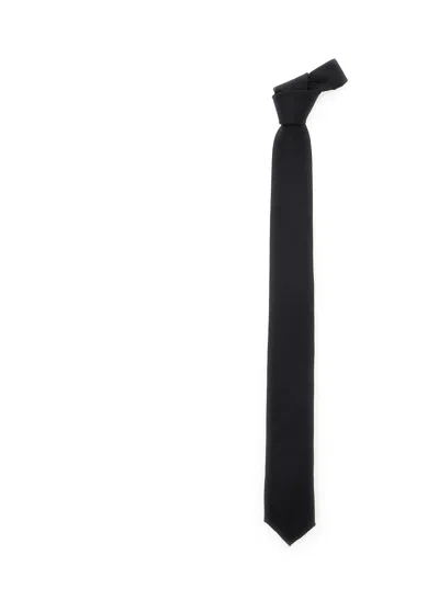 DOLCE & GABBANA DOLCE & GABBANA MEN BLACK TIE WITH TIE CLOSURE ON THE REAR AND ALL-OVER LOGO EMBROIDERY IN SILK MAN