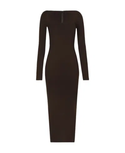 DOLCE & GABBANA DOLCE  GABBANA SQUARE NECK MIDI DRESS