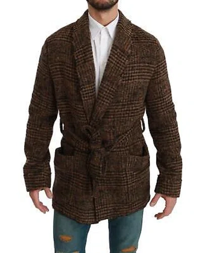 DOLCE & GABBANA DOLCE & GABBANA KARIERTE WOLLMANTELJACKE - JACKETS - BROWN -SIZE 48