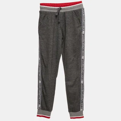 DOLCE & GABBANA KIDS GREY PATTERNED JERSEY JOGGER PANTS 9/10 YRS
