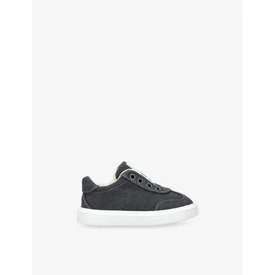 DOLCE & GABBANA REY/DARK KIDS' LOGO CANVAS LOW-TOP TRAINERS EUR 19 / 3 UK