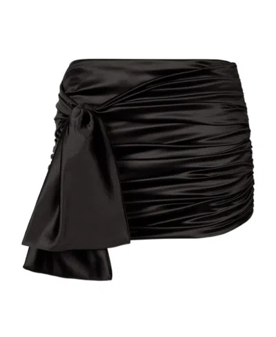 DOLCE & GABBANA DOLCE  GABBANA SIDE BOW DETAILED MINI DRAPED SATIN SKIRT