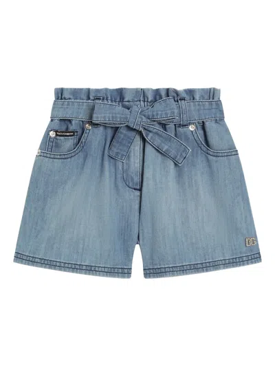 DOLCE & GABBANA LOGO-APPLIQUÉ DENIM SHORTS
