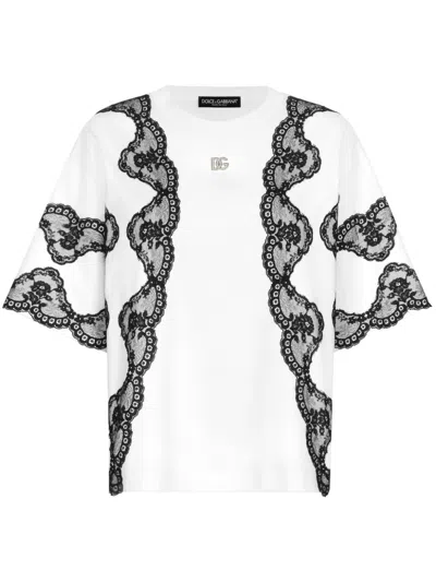 DOLCE & GABBANA DNA LACE-DETAIL SHORT-SLEEVE T-SHIRT
