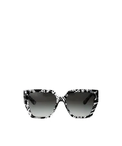 DOLCE & GABBANA LACE-DETAIL SQUARE-FRAME SUNGLASSES
