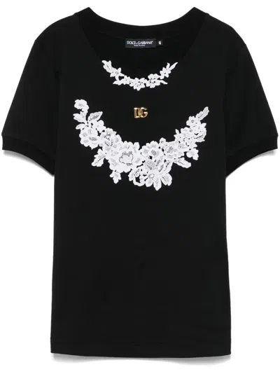 DOLCE & GABBANA DNA LACE-DETAILED T-SHIRT
