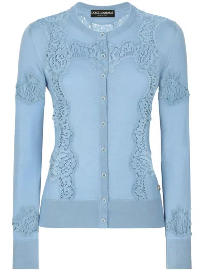 DOLCE & GABBANA DNA LACE EMBROIDERY DETAILING CARDIGAN