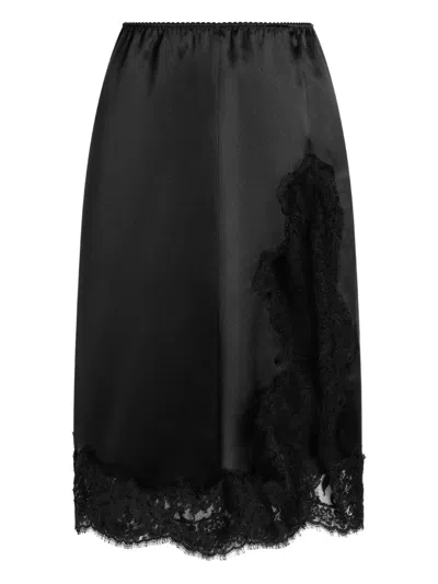 DOLCE & GABBANA LACE-INSERT SATIN SKIRT