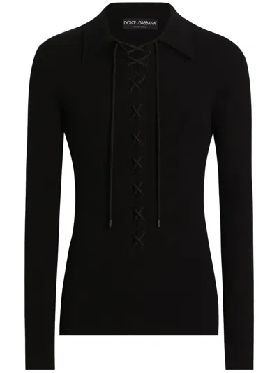 DOLCE & GABBANA LACE-UP SWEATER