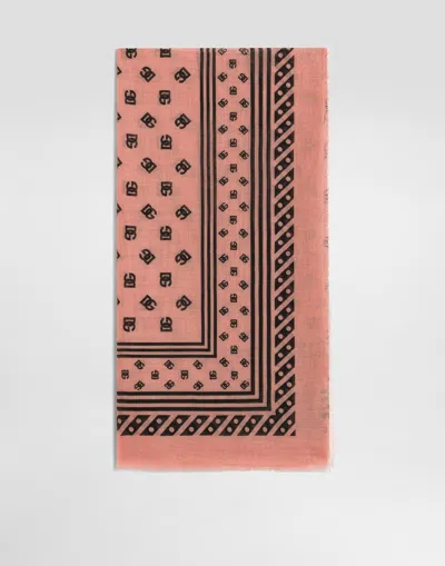 DOLCE & GABBANA LARGE SILK AND CASHMERE SCARF WITH ALL-OVER DG LOGO PRINT (140X140)