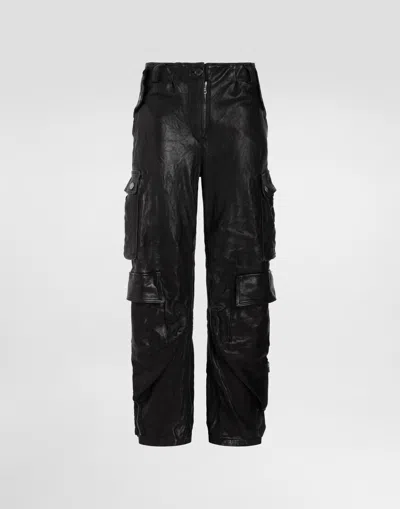 DOLCE & GABBANA LEATHER CARGO PANTS
