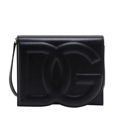 DOLCE & GABBANA DOLCE  GABBANA LOGO EMBOSSED FOLDOVER TOP CROSSBODY BAG