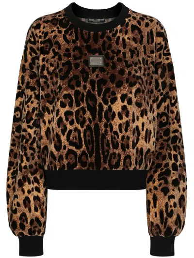 DOLCE & GABBANA LEOPARD-JACQUARD CHENILLE JUMPER