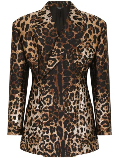 DOLCE & GABBANA LEOPARD-PATTERN JACQUARD BLAZER