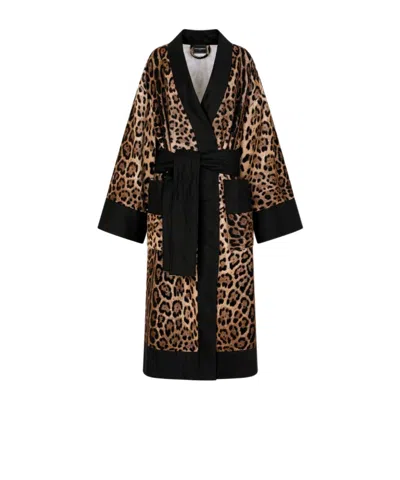 DOLCE & GABBANA DOLCE  GABBANA LEOPARD PRINTED BATH ROBE