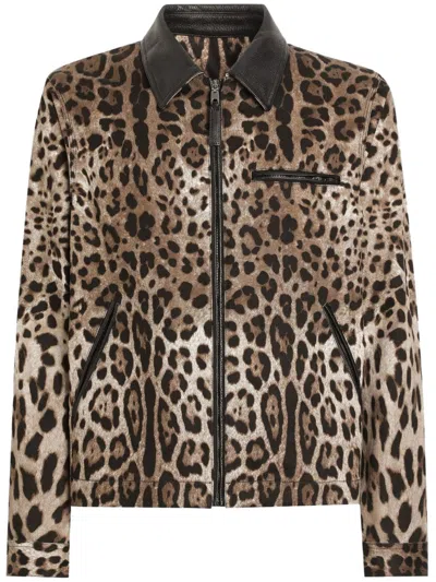 DOLCE & GABBANA LEOPARD-PRINT BOMBER JACKET