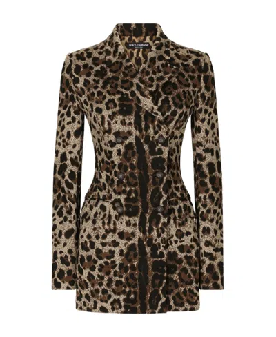 DOLCE & GABBANA DOLCE  GABBANA LEOPARD-PRINTED LONG SLEEVED BLAZER