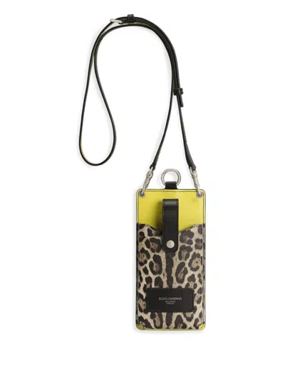 DOLCE & GABBANA LEOPARD-PRINT PHONE HOLDER