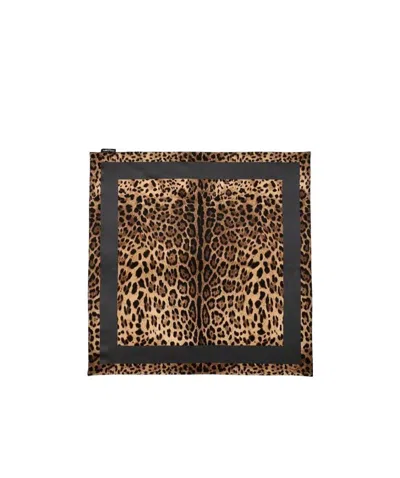 DOLCE & GABBANA LEOPARD PRINT SILK SCARF