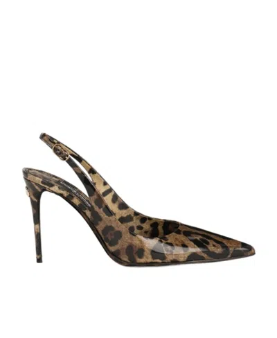 DOLCE & GABBANA DOLCE  GABBANA KIM LEOPARD-PRINTED POINTED-TOE SLINGBACKS