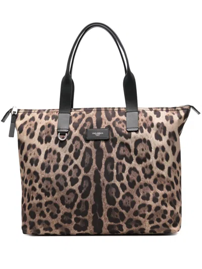 DOLCE & GABBANA LEOPARD-PRINT TOTE BAG