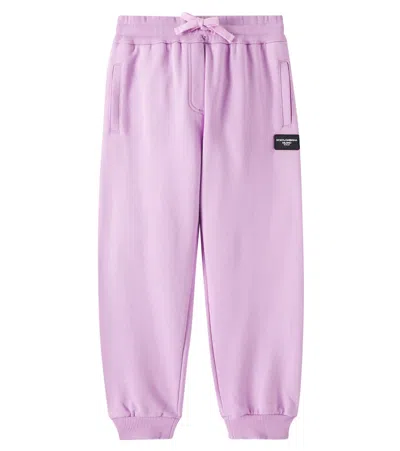 DOLCE & GABBANA LOGO COTTON JERSEY SWEATPANTS
