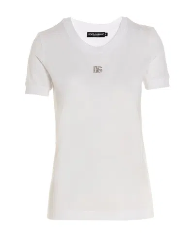 DOLCE & GABBANA DOLCE  GABBANA LOGO-EMBELLISHED SHORT-SLEEVED TOP