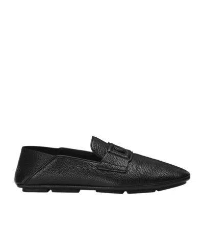 DOLCE & GABBANA DOLCE  GABBANA LOGO EMBOSSED ROUND TOE LOAFERS
