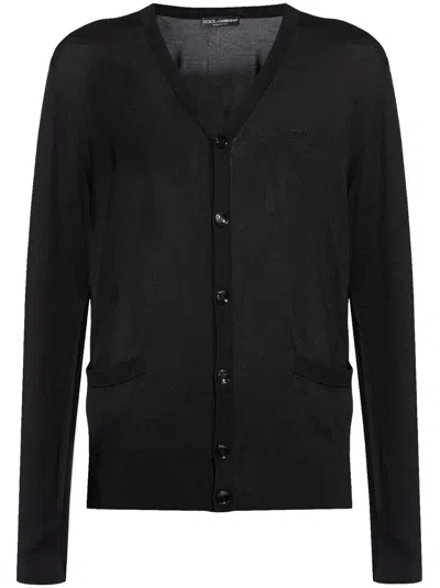 DOLCE & GABBANA LOGO-EMBROIDERED CARDIGAN