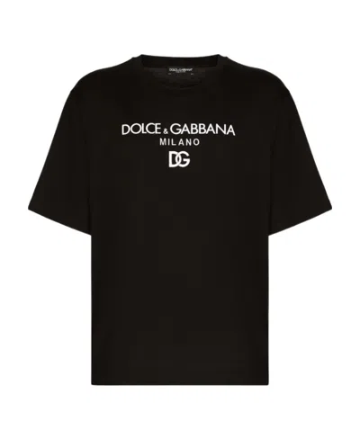 DOLCE & GABBANA DOLCE  GABBANA LOGO EMBROIDERED CREWNECK T-SHIRT