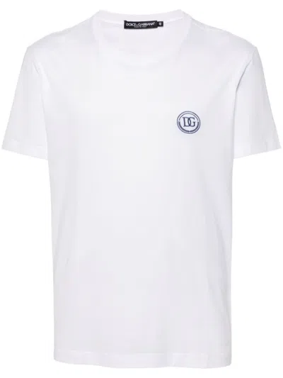 DOLCE & GABBANA LOGO-EMBROIDERED COTTON T-SHIRT