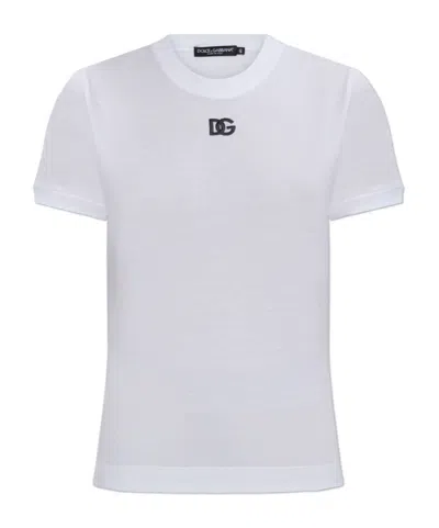 DOLCE & GABBANA DOLCE  GABBANA LOGO EMBROIDERED CREWNECK T-SHIRT