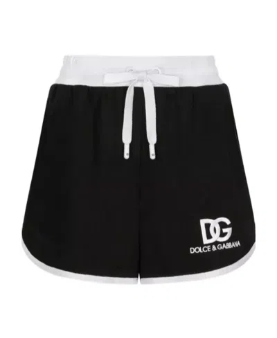 DOLCE & GABBANA DOLCE  GABBANA DG LOGO EMBROIDERED JERSEY SHORTS
