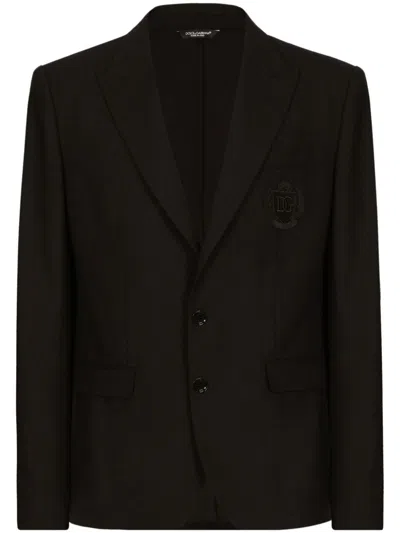 DOLCE & GABBANA LOGO-EMBROIDERED SINGLE-BREASTED JACKET
