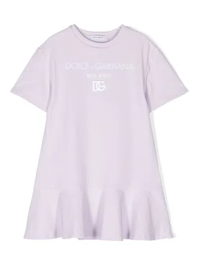 DOLCE & GABBANA LOGO-EMBROIDERED T-SHIRT DRESS