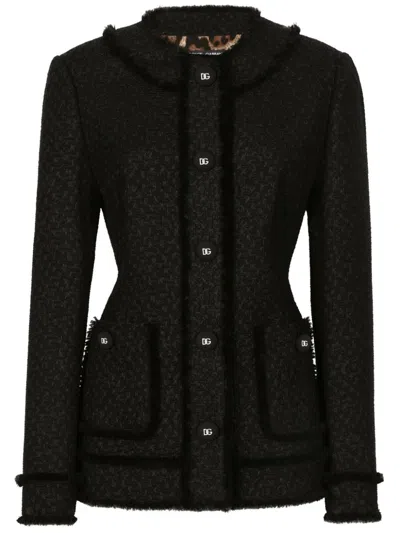 DOLCE & GABBANA DNA LOGO-ENGRAVED BUTTONED JACKET