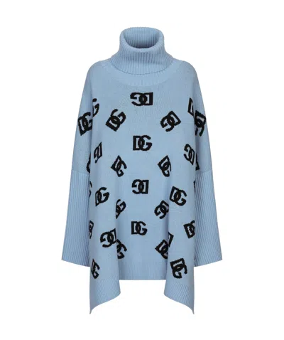 DOLCE & GABBANA DOLCE  GABBANA DG LOGO INLAY TURTLE-NECK KNITTED PONCHO