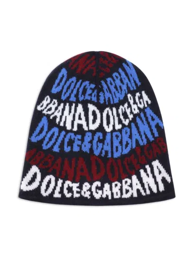 DOLCE & GABBANA LOGO-JACQUARD BEANIE HAT
