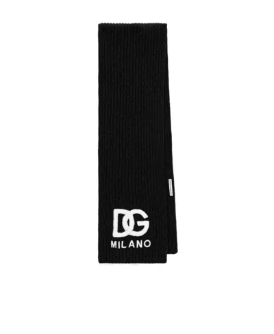 DOLCE & GABBANA DOLCE  GABBANA KIDS LOGO EMBROIDERED KNITTED SCARF