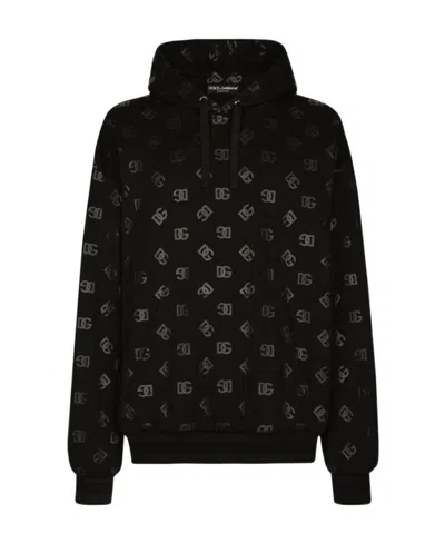 DOLCE & GABBANA LOGO-MONOGRAM-PRINT HOODIE