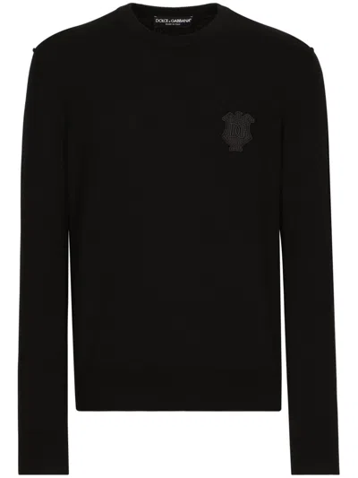 DOLCE & GABBANA LOGO-PATCH CASHMERE JUMPER