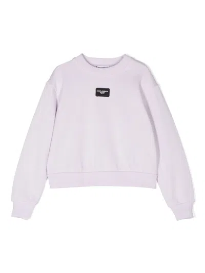 DOLCE & GABBANA LOGO-PATCH COTTON SWEATSHIRT