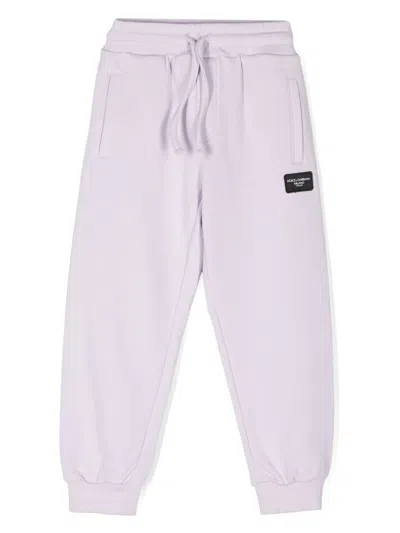 DOLCE & GABBANA LOGO-PATCH COTTON TRACK PANTS