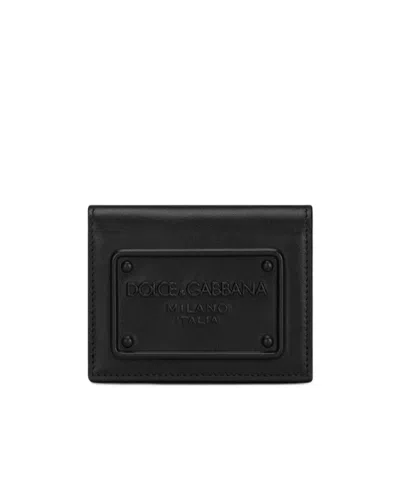 DOLCE & GABBANA DOLCE  GABBANA LOGO EMBOSSED SNAPPED WALLET