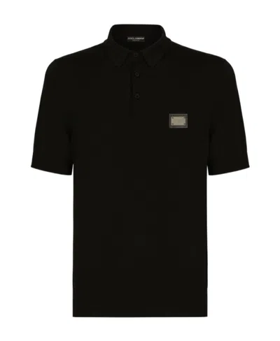 DOLCE & GABBANA DOLCE  GABBANA LOGO-PLAQUE SHORT-SLEEVED POLO SHIRT