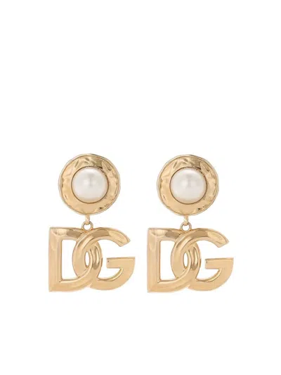 DOLCE & GABBANA LOGO-PENDANT EARRINGS