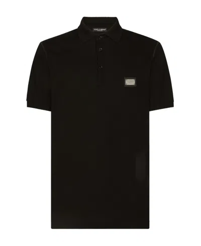 DOLCE & GABBANA DOLCE  GABBANA LOGO PLAQUE SHORT SLEEVED POLO SHIRT