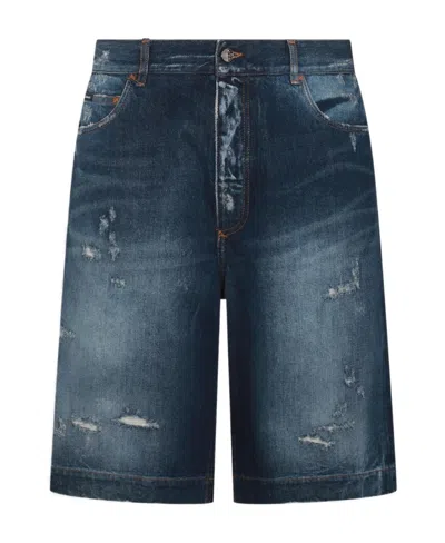 DOLCE & GABBANA DOLCE  GABBANA RIPPED DENIM SHORTS