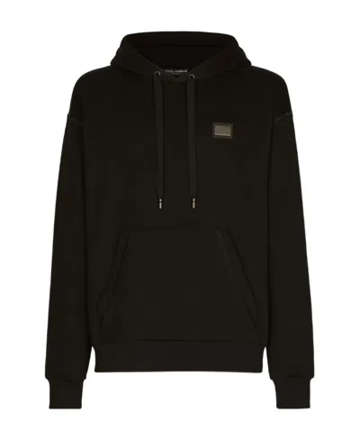 DOLCE & GABBANA DOLCE  GABBANA LOGO PLAQUE DRAWSTRING HOODIE